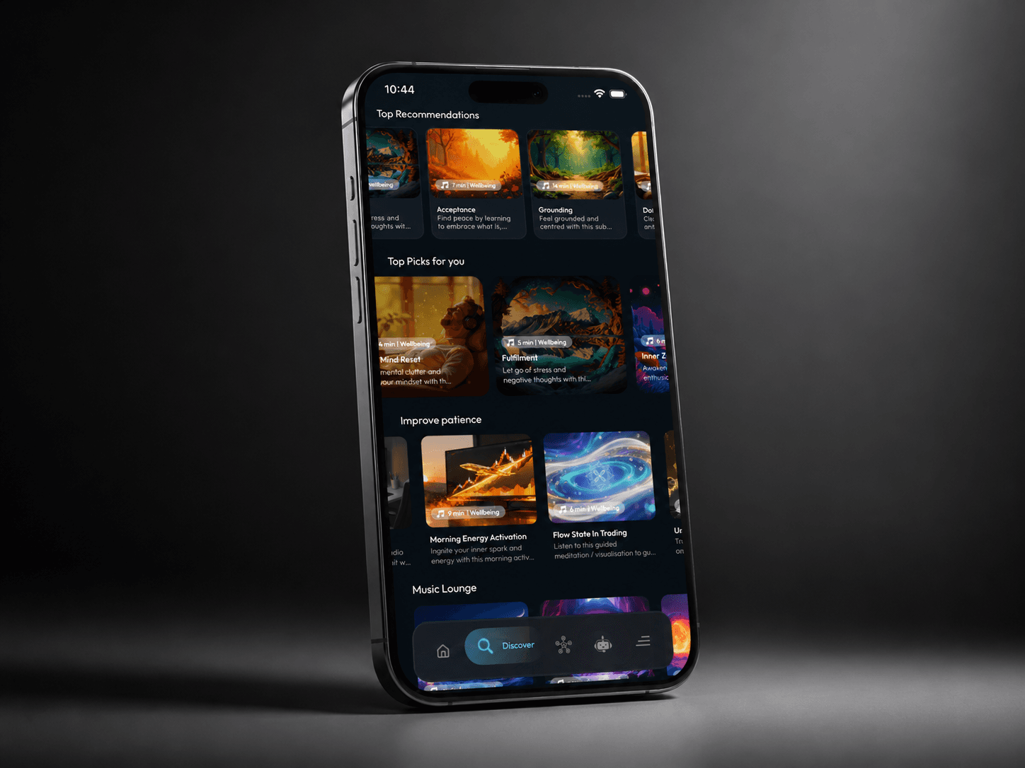 Trader365, Discover — browse sessions by category and goal.
