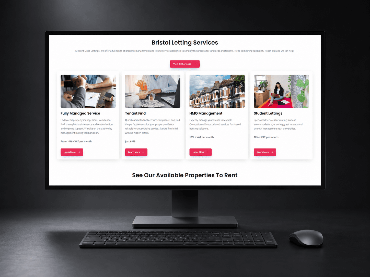 Front Door Lettings, Service pages — landlord letting services structured around clear offers and enquiry paths.