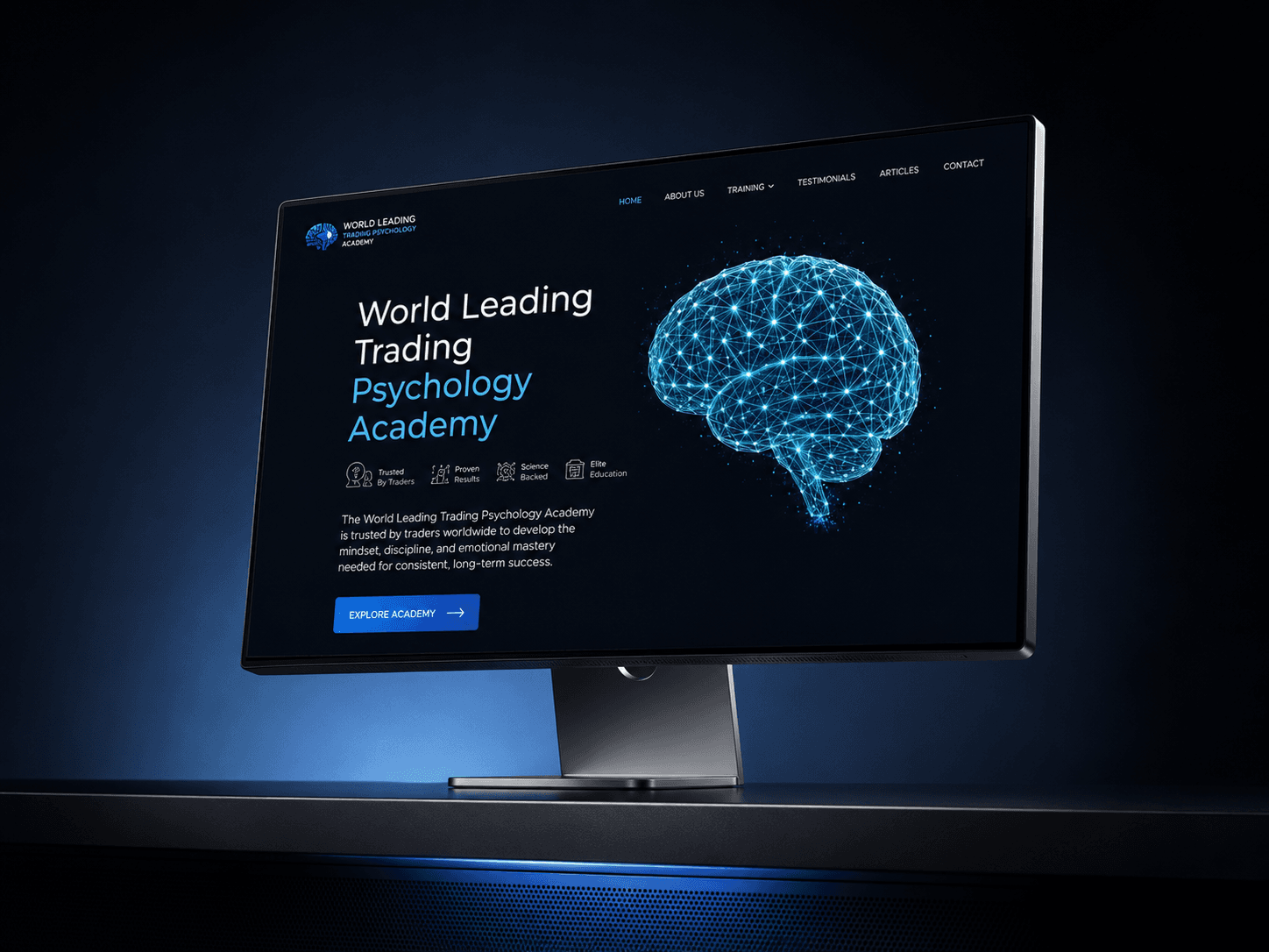 Hypnosis For Traders, Home — 'World Leading Trading Psychology Academy', awards strip.