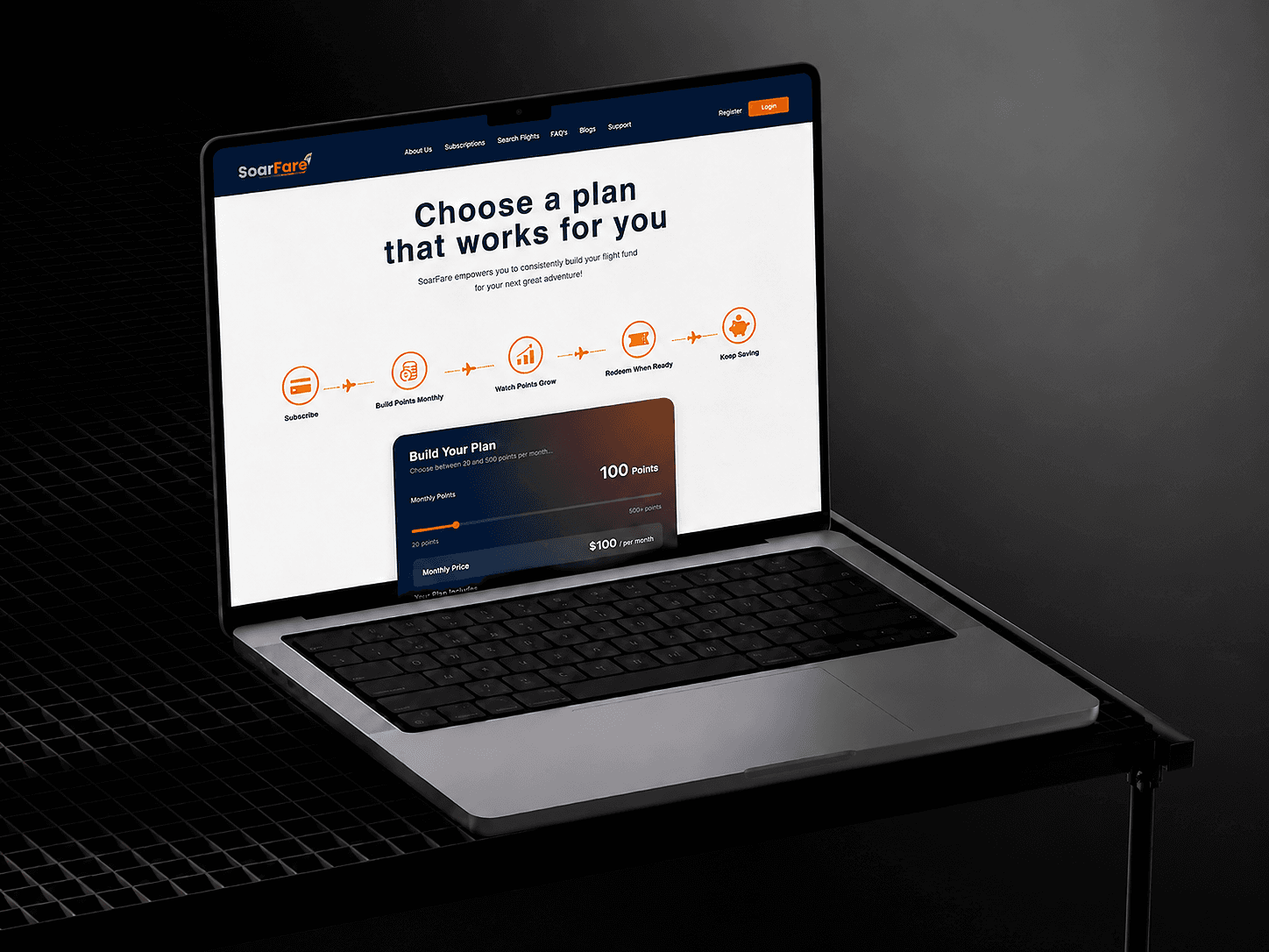 Soarfare, Subscription flow — plan picker and checkout.