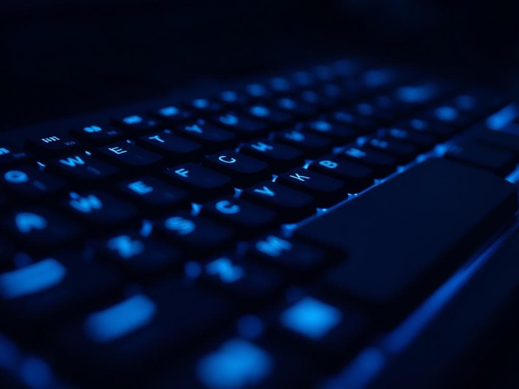 Backlit keyboard, late-night engineering