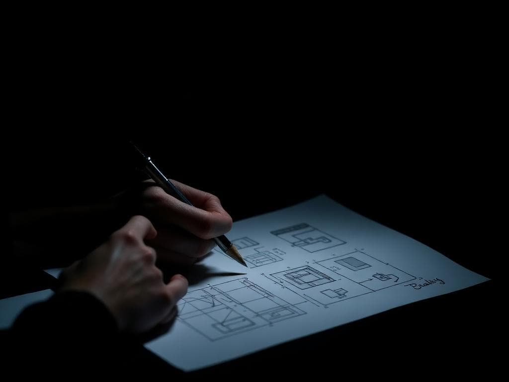 Designer sketching wireframes by hand