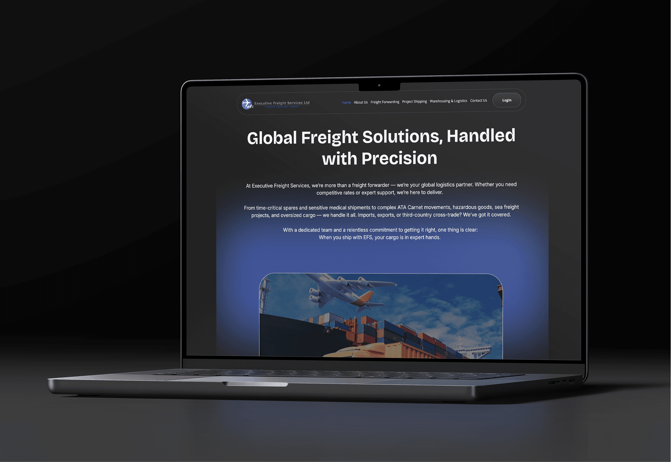 Executive Freight Services, A brand and corporate site for a global freight forwarder handling ATA Carnet, hazardous goods, sea freight projects and oversized cargo.