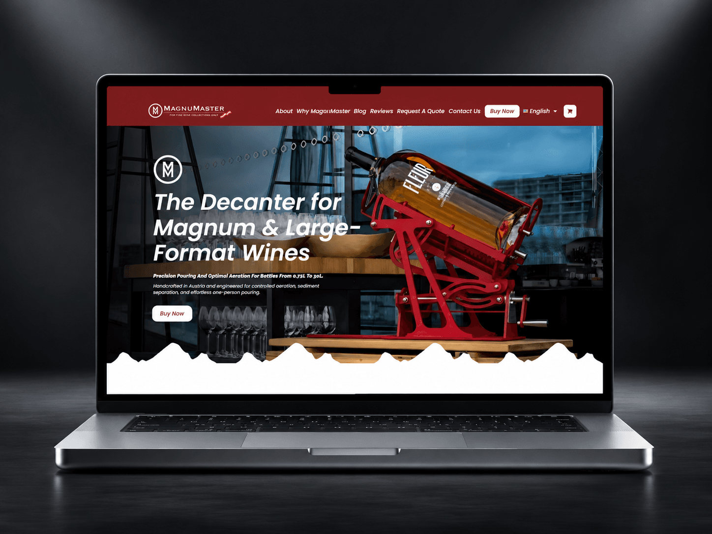 MagnuMaster, Homepage hero — premium positioning, strong visual storytelling and direct buy-now entry point.