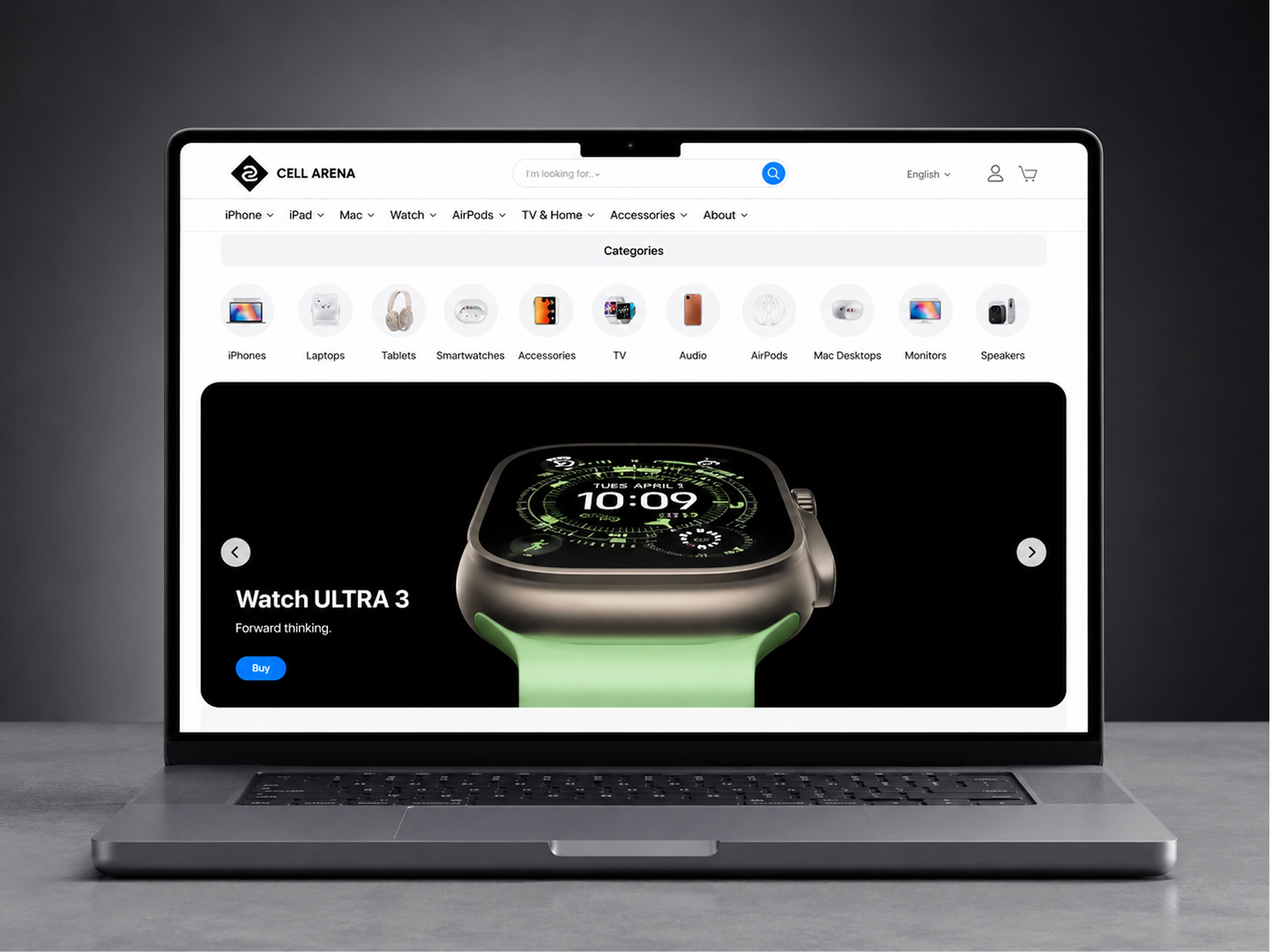 Cell Arena, A bilingual e-commerce platform for iPhone, Mac, Watch, AirPods, TV & Home and accessories, fast, EN/AR, ready for the in-store crowd.